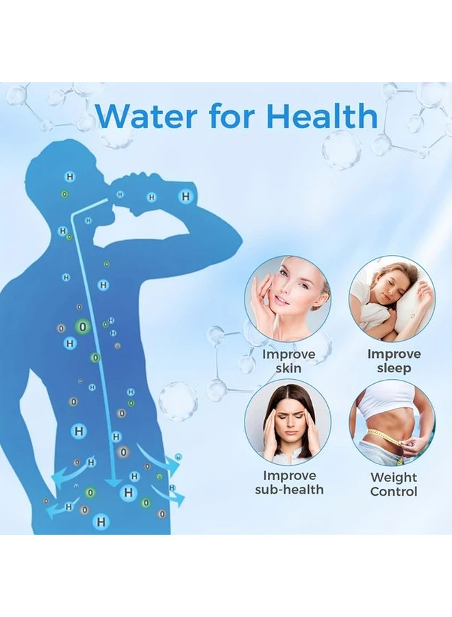 قطعتان من زجاجة ماء الهيدروجين المحمولة باللون الأبيض الفضي مع مولد SPE PEM للمنزل والسفر والرياضة - Image 5